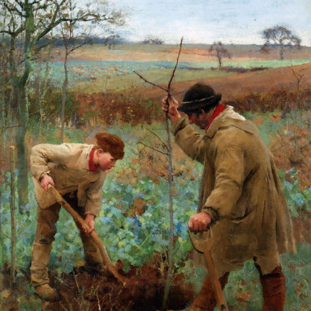 family planting a tree